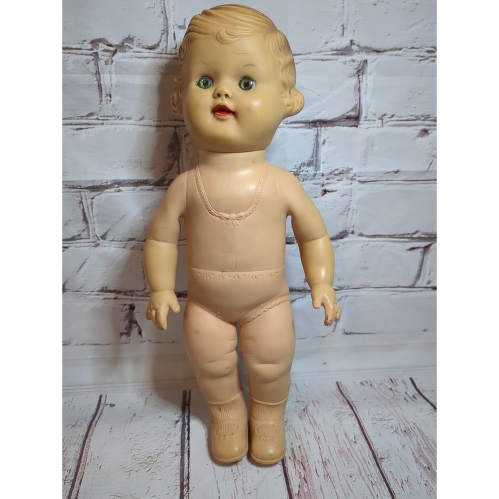 Vintage 50s Toy Lot Of 3 Ideal Toys Teddy Bear, Sun Rubber Doll & Squeaker Doll - Picture 6 of 11